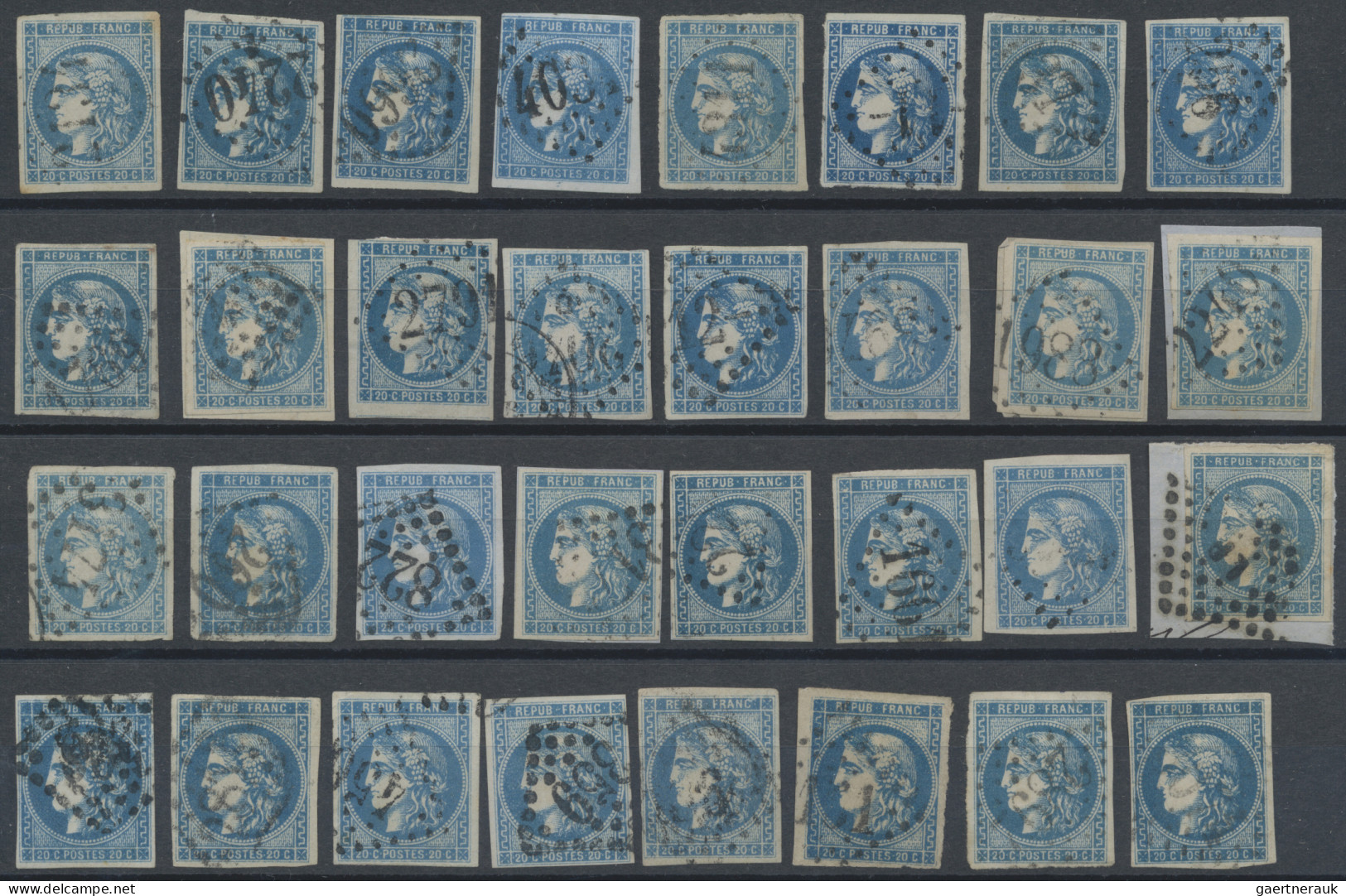 France: 1870/1871, BORDEAUX 20c. blue, specialised assortment/collection of appr