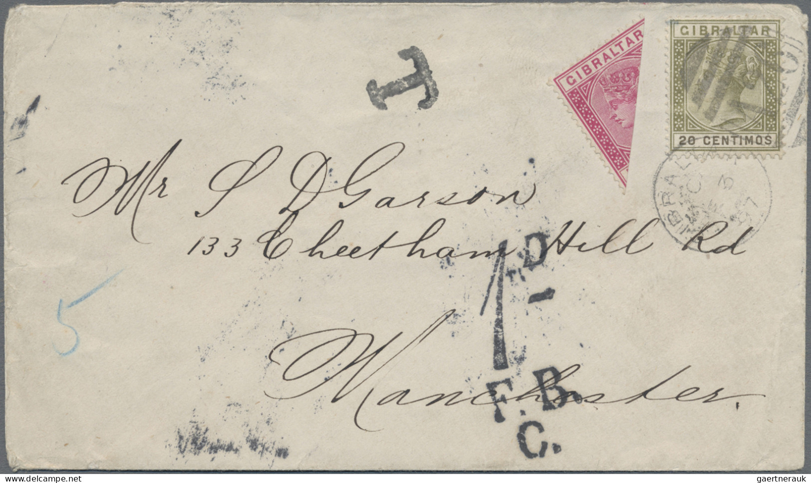 Gibraltar: 1840/1940's: 18 covers, postcards and postal stationery items sent fr