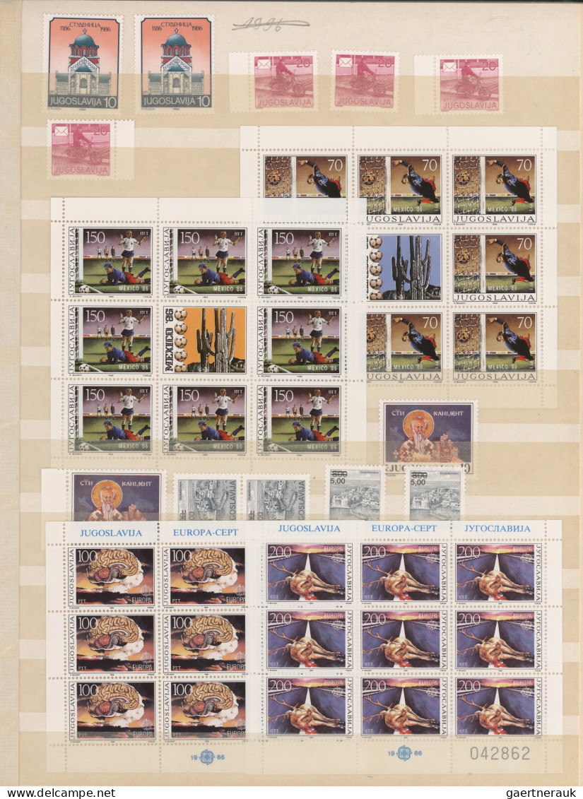 Yugoslavia: 1984/2006, Comprehensive MNH Balance Of Stamps, Souvenir Sheets And - Ungebraucht