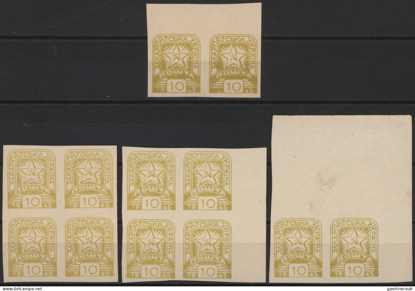 Carpathian Ukraine: 1945, June/July Definitives, MNH. Selection Of Imperf. Singl - Ukraine