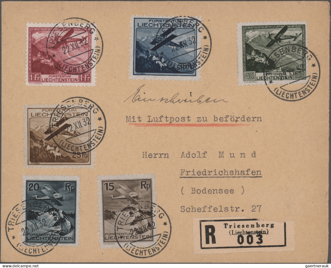 Liechtenstein: 1930/1946, Posten mit 60 Briefen und Karten mit interessanten Fra