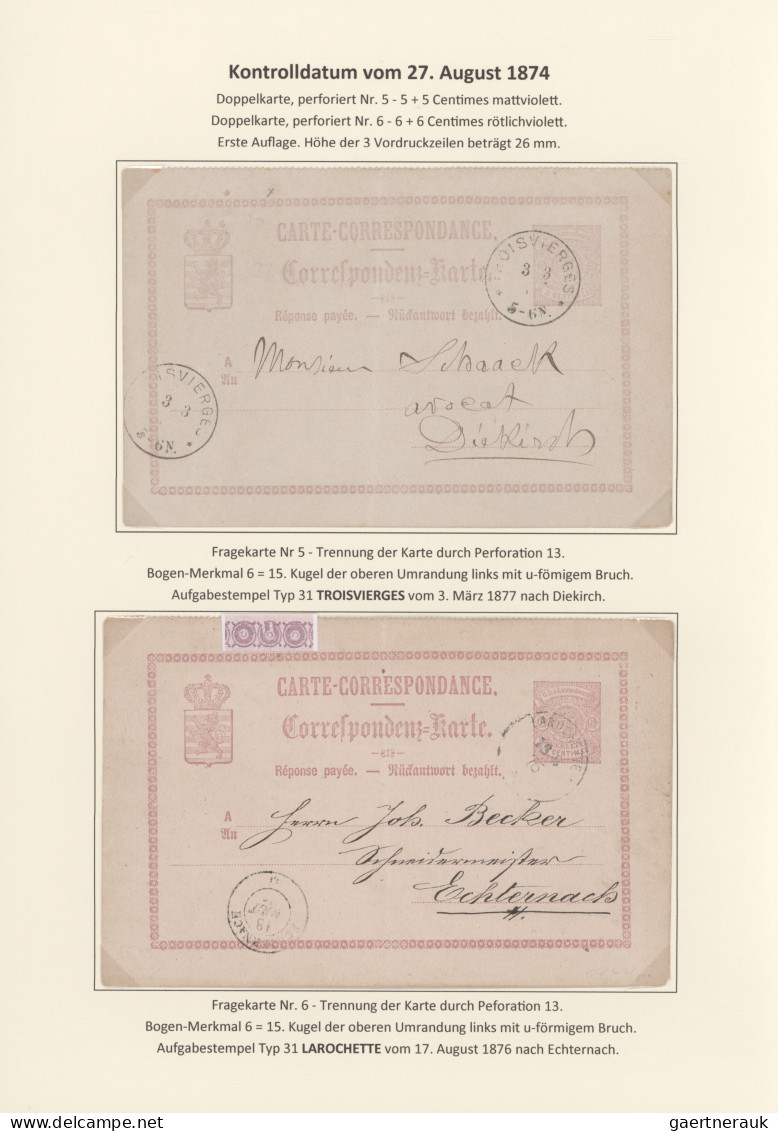 Luxembourg - Postal Stationery: 1874/1878, Die Bogenfeldmerkmale der frühen Ganz