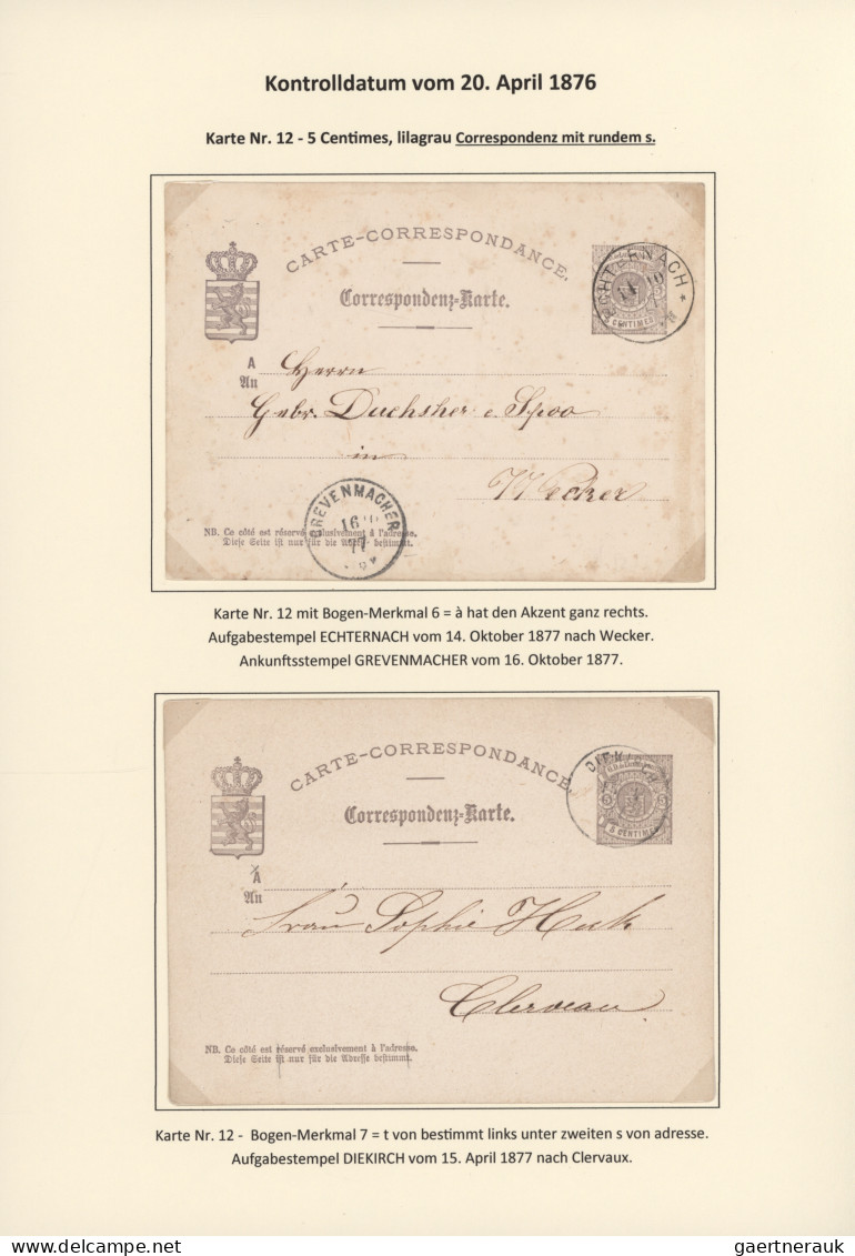 Luxembourg - Postal Stationery: 1874/1878. Die Bogen-Merkmale der Luxemburgische