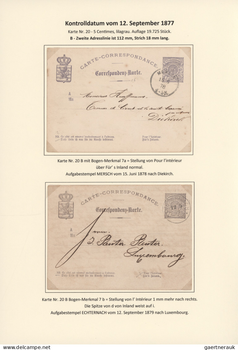 Luxembourg - Postal Stationery: 1874/1878. Die Bogen-Merkmale der Luxemburgische