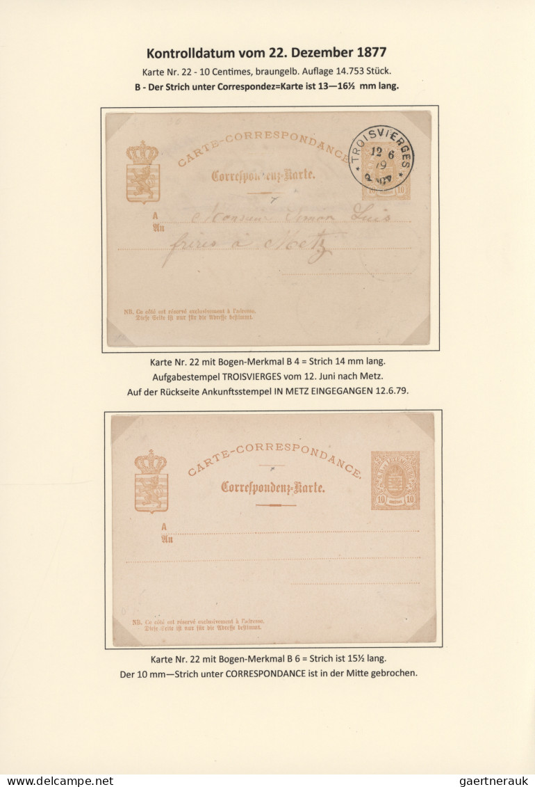 Luxembourg - Postal Stationery: 1874/1878. Die Bogen-Merkmale der Luxemburgische