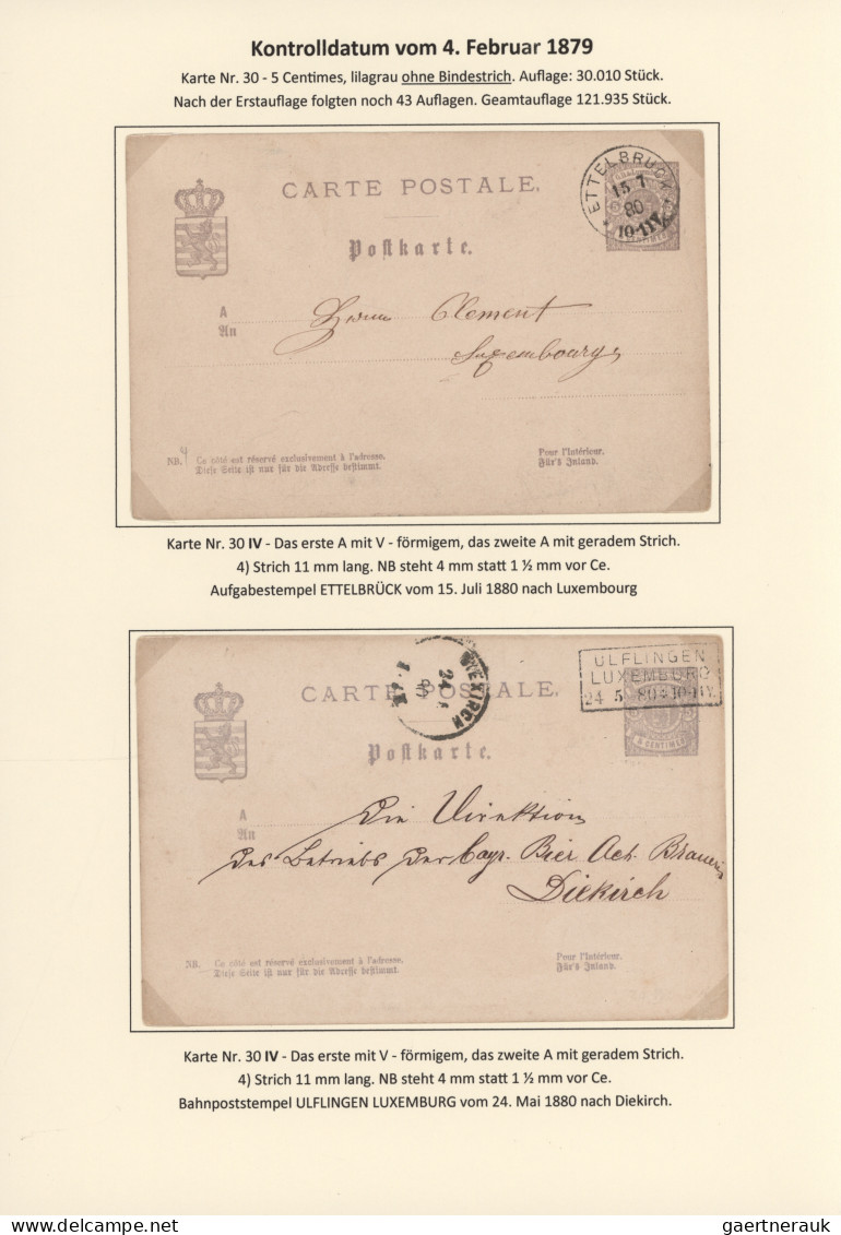 Luxembourg - Postal Stationery: 1879, hochspezialisierte Sammlung der Ganzsachen