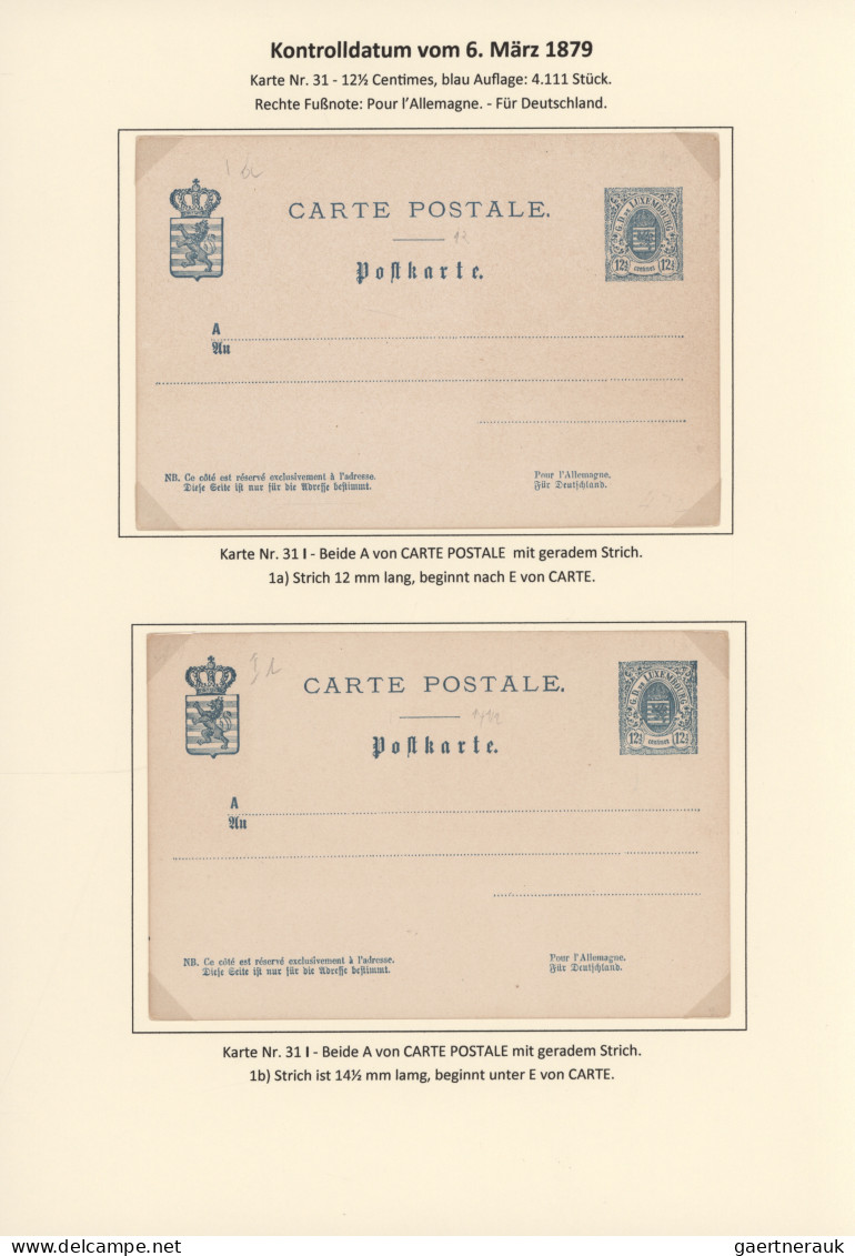 Luxembourg - Postal Stationery: 1879, hochspezialisierte Sammlung der Ganzsachen