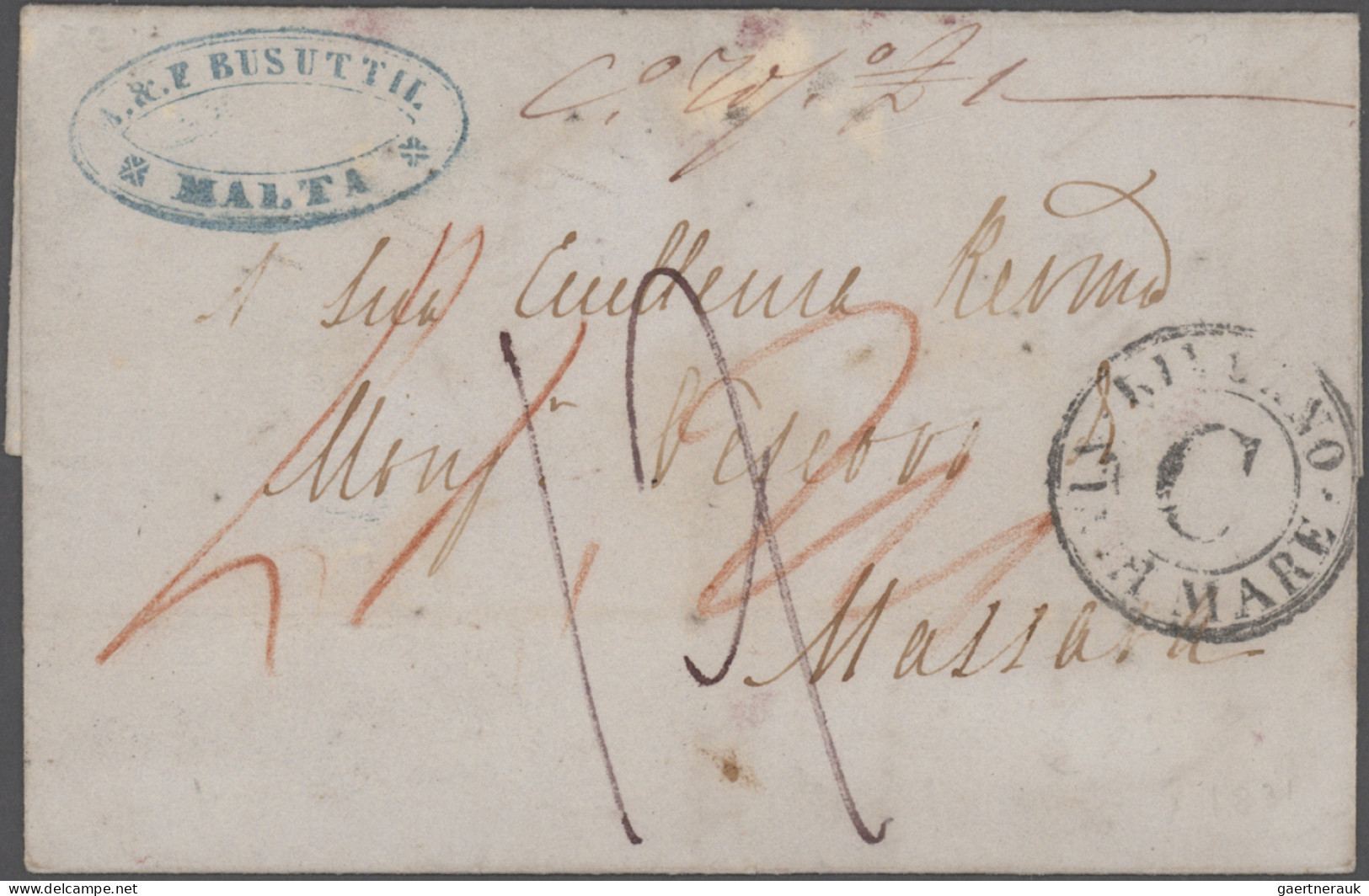 Malta: 1845/1864, Collection Of 48 Stampless Lettersheets From And (mainly) To M - Malte