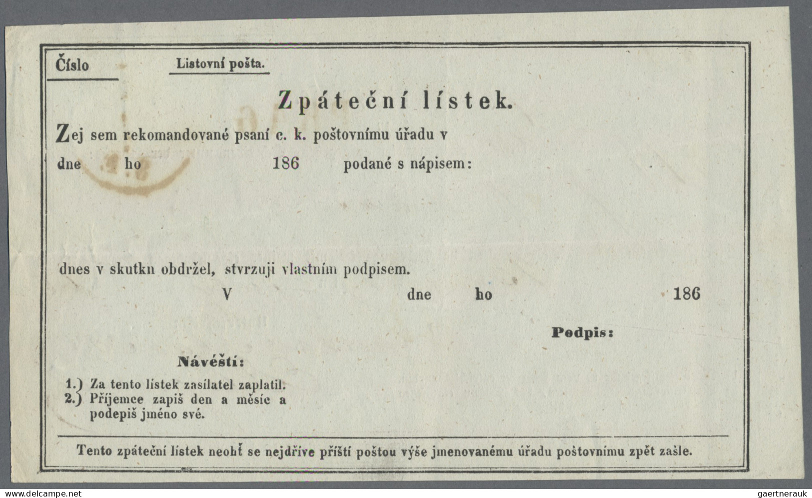 Österreich: 1851/1907, Spezial-Sammlung von 22 Retour-Recepissen, praktisch alle