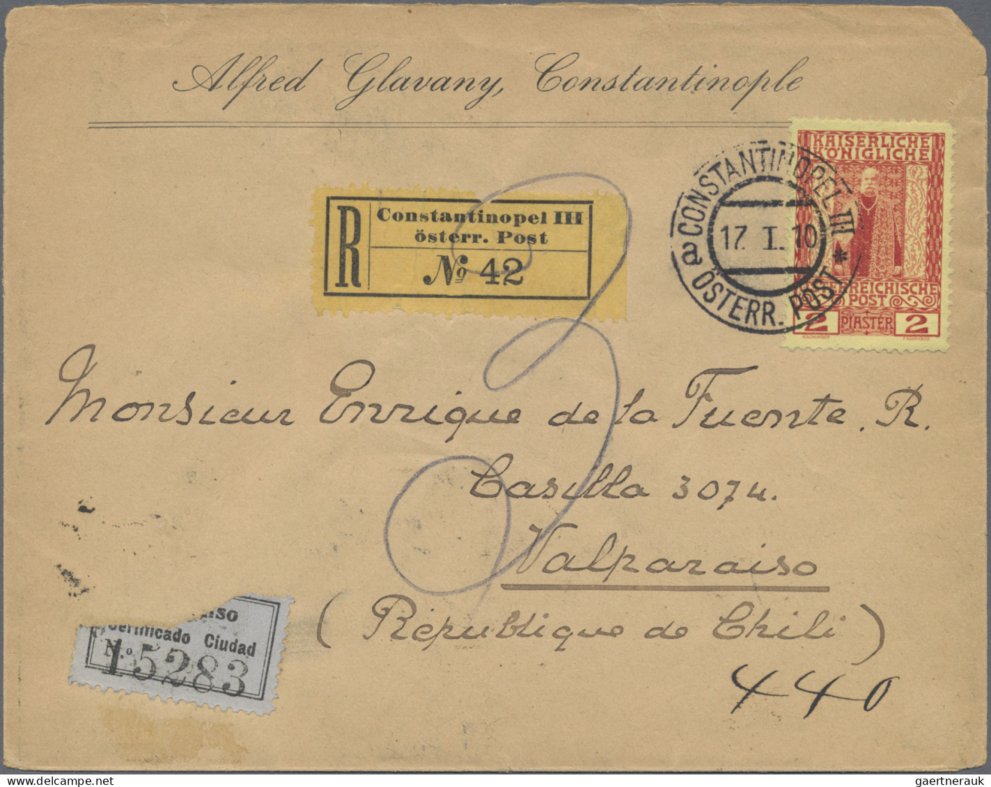 Österreichische Post In Der Levante: 1903/1912, Lot Von Drei Belegen, Dabei MiNr - Levant Autrichien