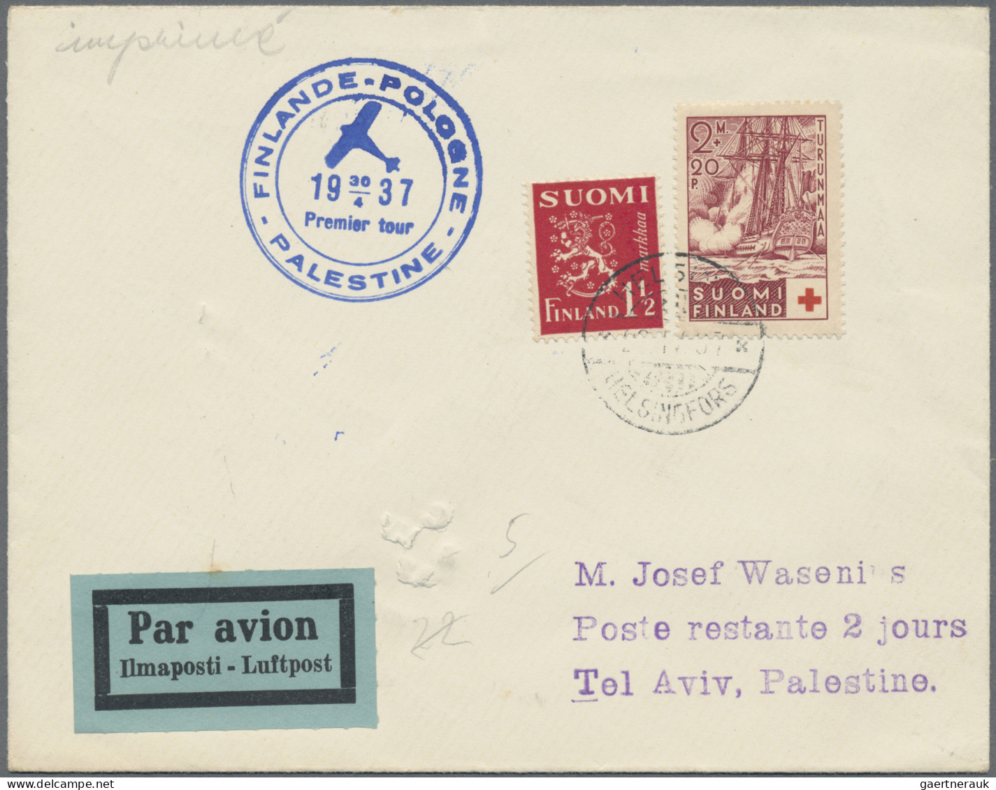 Poland: 1936/1937, Three Airmail Covers To Palestine: (1) Cover 27.X.1936 Lwow-H - Sonstige & Ohne Zuordnung