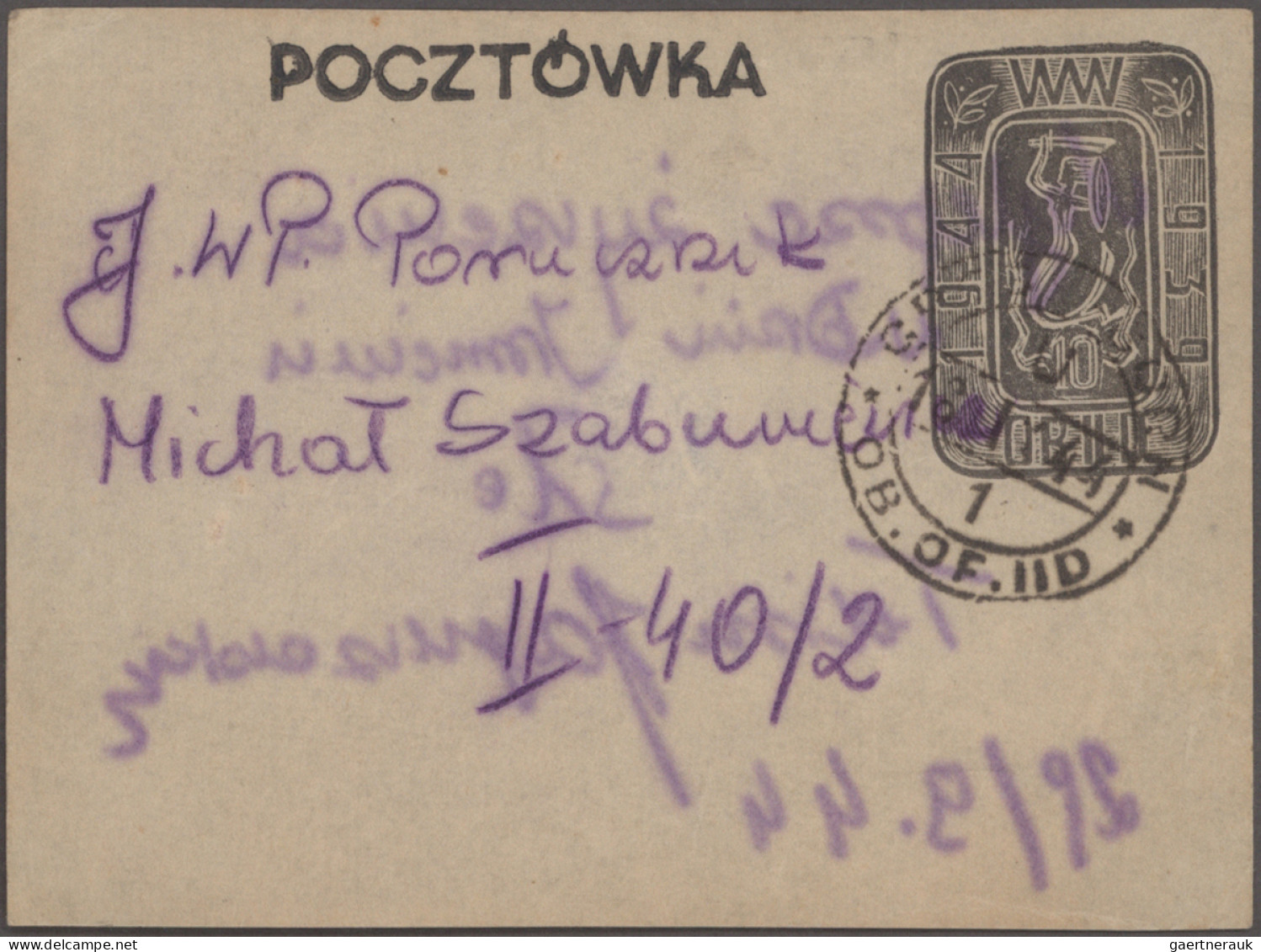 Poland Camp Mail: 1943/1945, Collection Of 18 Stamps And Three Stationeries, Som - Sonstige & Ohne Zuordnung