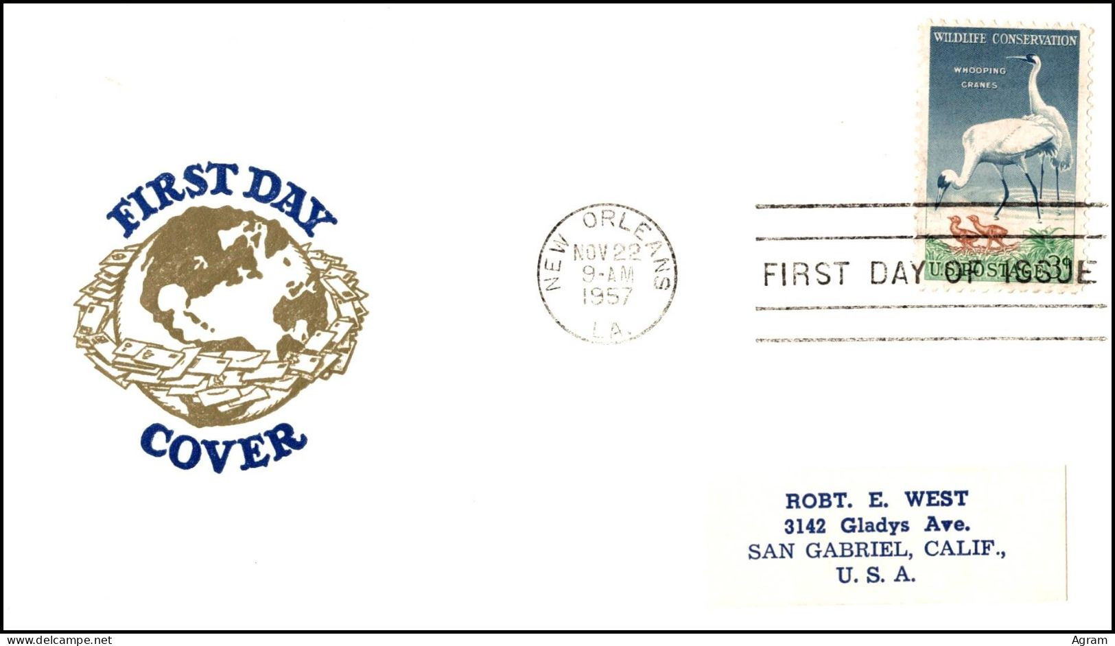 United States 1957, FDC Cover Wildlife Conservation W./psm New Orleans - 1951-1960