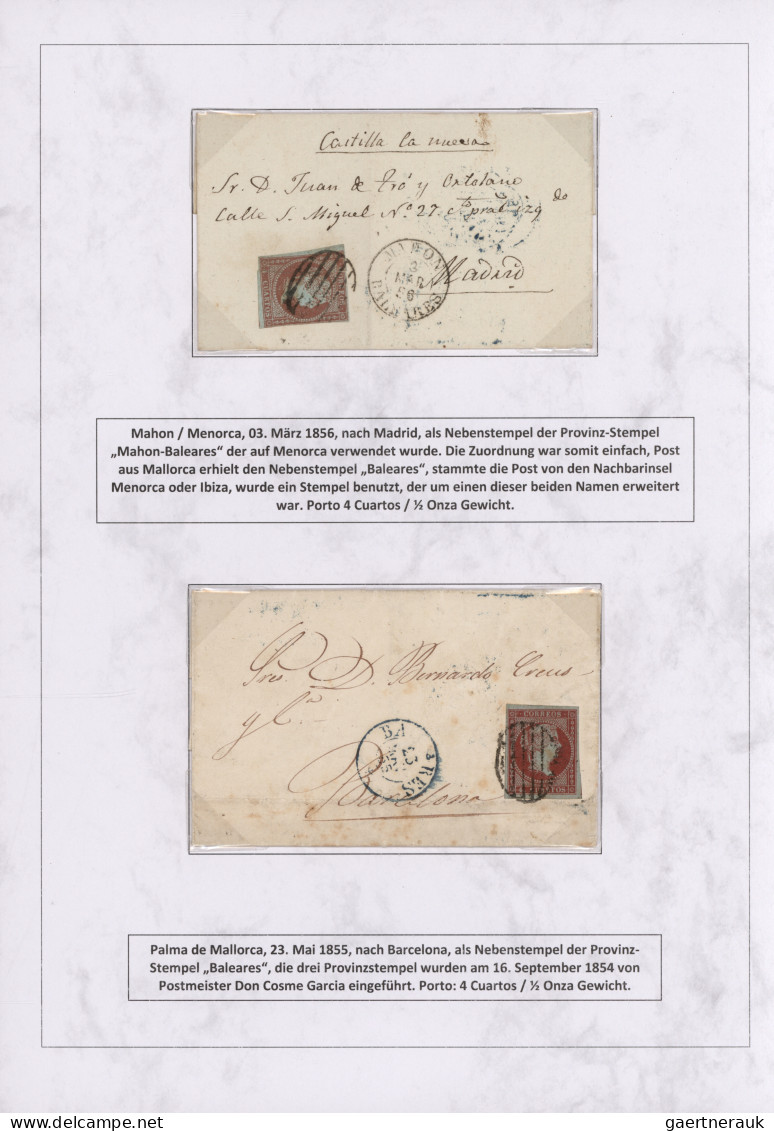 Spain: 1760/1880 "THE POSTAL HISTORY OF THE BALEARIC ISLANDS": Exhibition collec