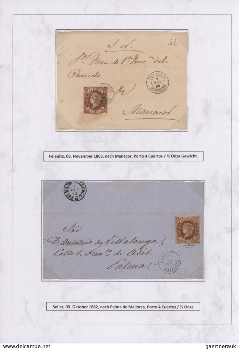 Spain: 1760/1880 "THE POSTAL HISTORY OF THE BALEARIC ISLANDS": Exhibition collec