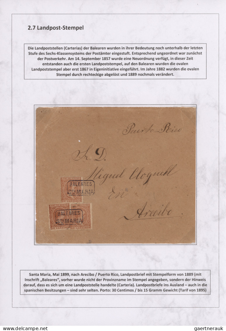 Spain: 1760/1880 "THE POSTAL HISTORY OF THE BALEARIC ISLANDS": Exhibition collec