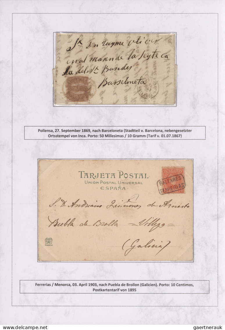 Spain: 1760/1880 "THE POSTAL HISTORY OF THE BALEARIC ISLANDS": Exhibition collec