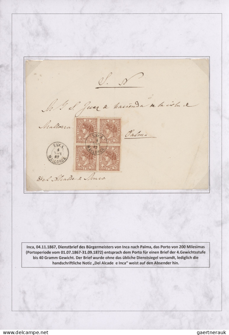 Spain: 1760/1880 "THE POSTAL HISTORY OF THE BALEARIC ISLANDS": Exhibition collec