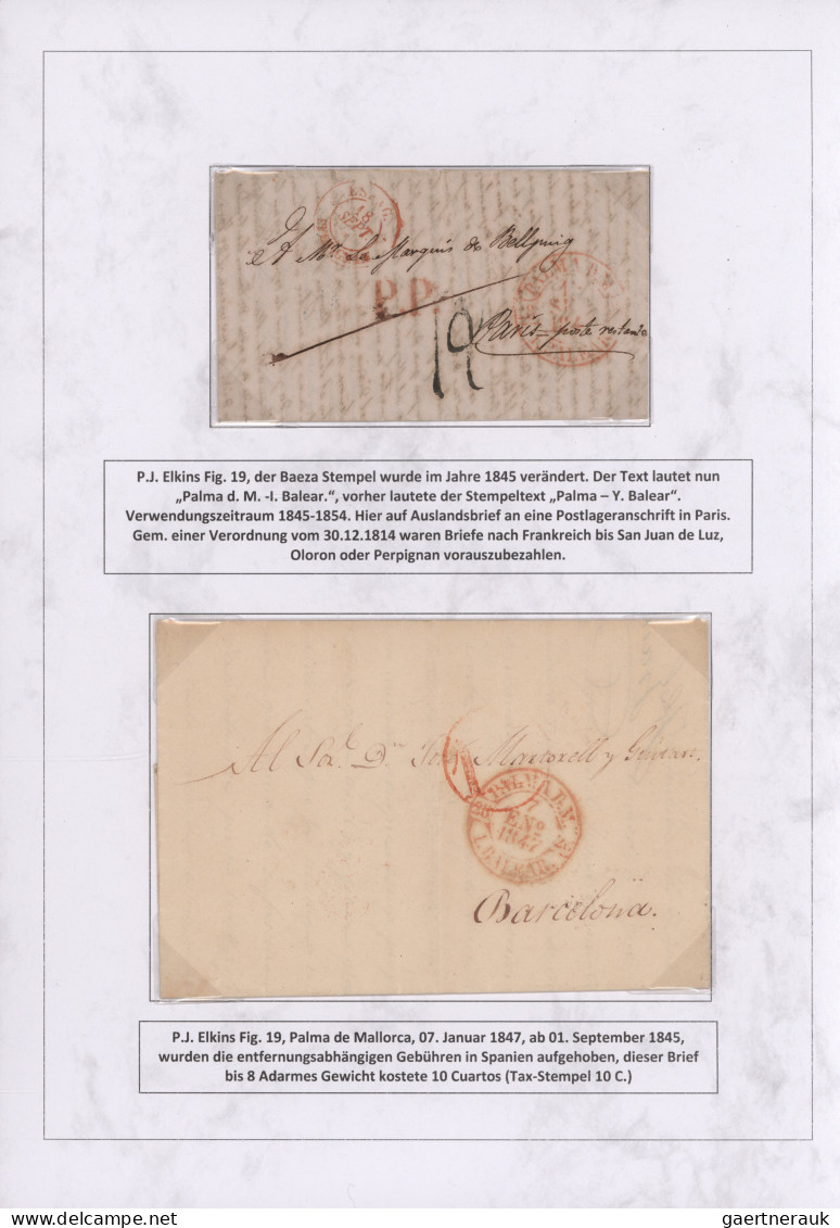 Spain: 1760/1880 "THE POSTAL HISTORY OF THE BALEARIC ISLANDS": Exhibition collec