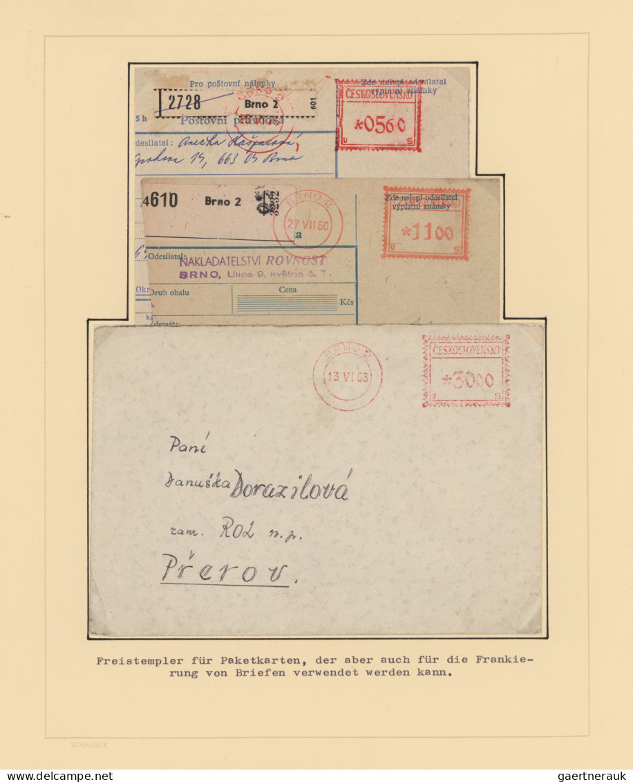 Czechoslowakia: 1945/1994, Meter Marks Of BRNO, Collection Of Covers/cards And P - Cartas & Documentos