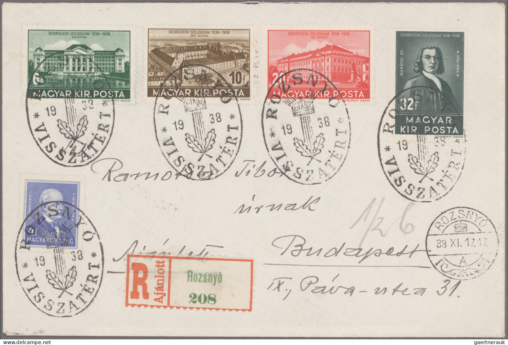 Hungary: 1938/1941, Collection Of Apprx. 208 Commemorative Covers/cards, All Sho - Briefe U. Dokumente