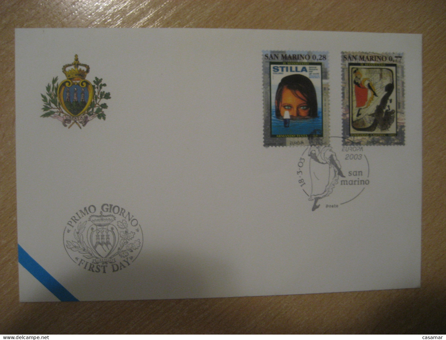 SAN MARINO 2003 Europa CEPT Il Manifesto Armando Testa Toulouse Lautrec Illustrators FDC Cancel Cover Italy Italia - Briefe U. Dokumente