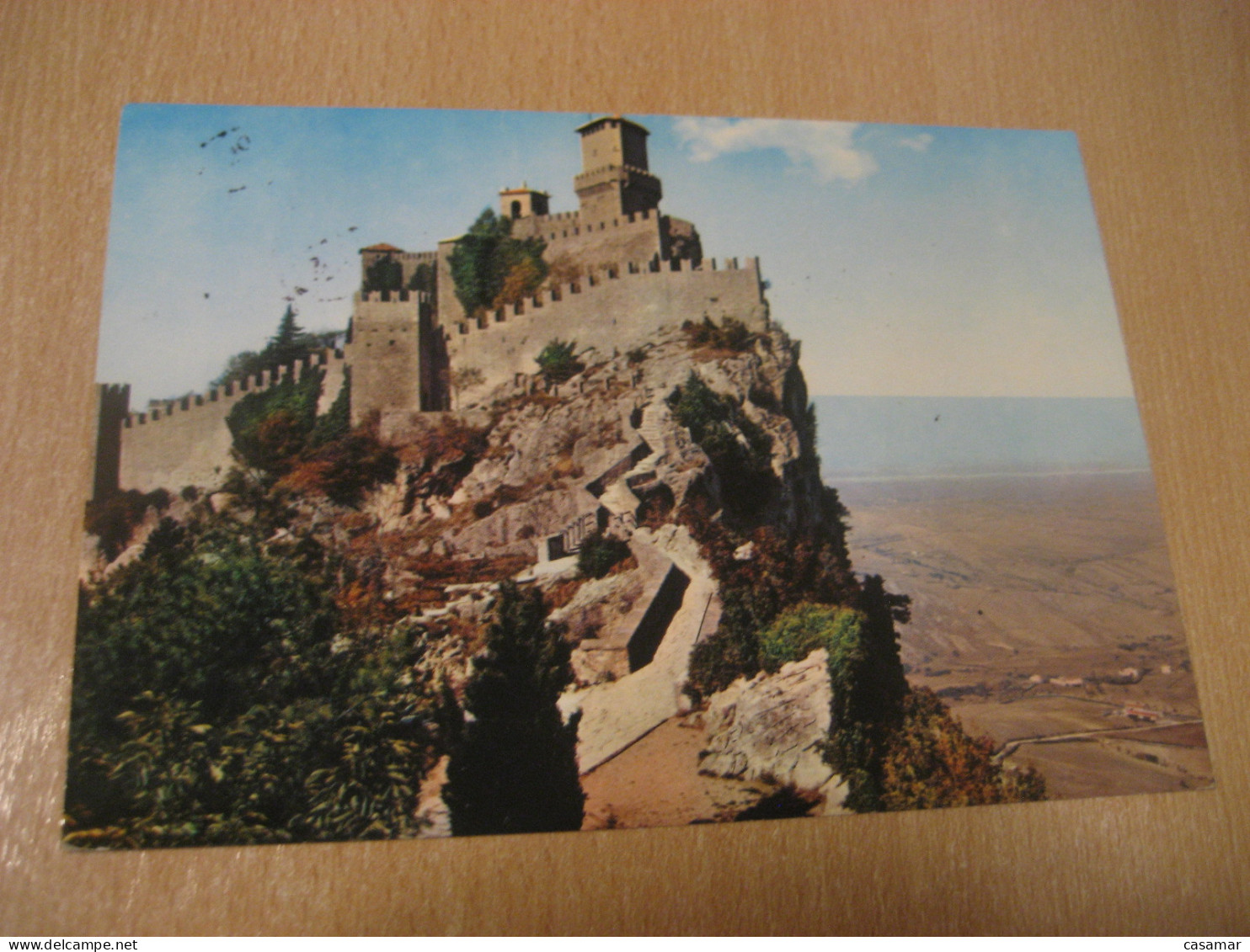 SAN MARINO 1962 To Duisburg Germany Lavaredo Cervino Titano Sassolungo Mountains Plane 5 Stamp Cancel Postcard Italy - Lettres & Documents