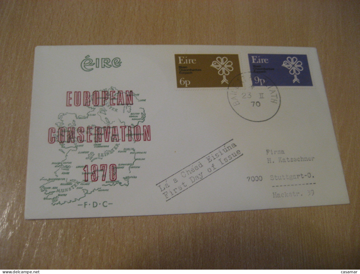 DUBLIN 1970 To Stuttgart Germany European Conservation Year Europeism FDC Cancel Cover IRELAND Eire - Covers & Documents