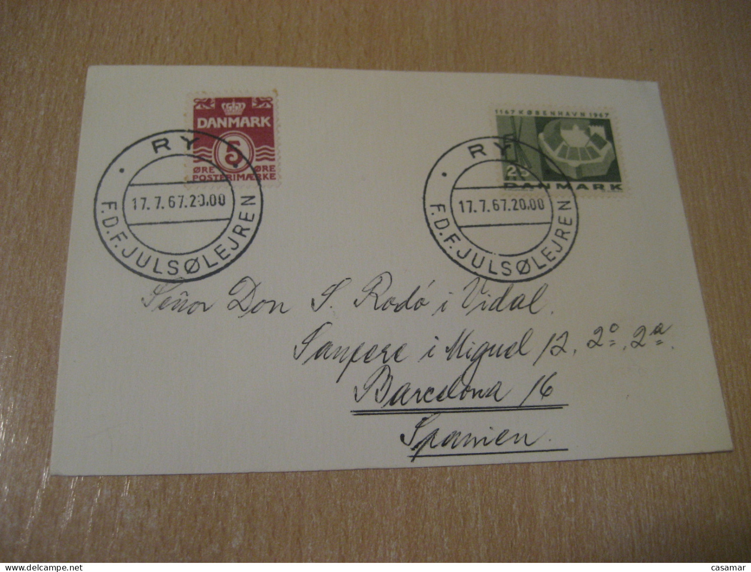 RY 1967 F.D.F. Julsolejren Christmas Sun Camp Cancel Card DENMARK  - Lettres & Documents