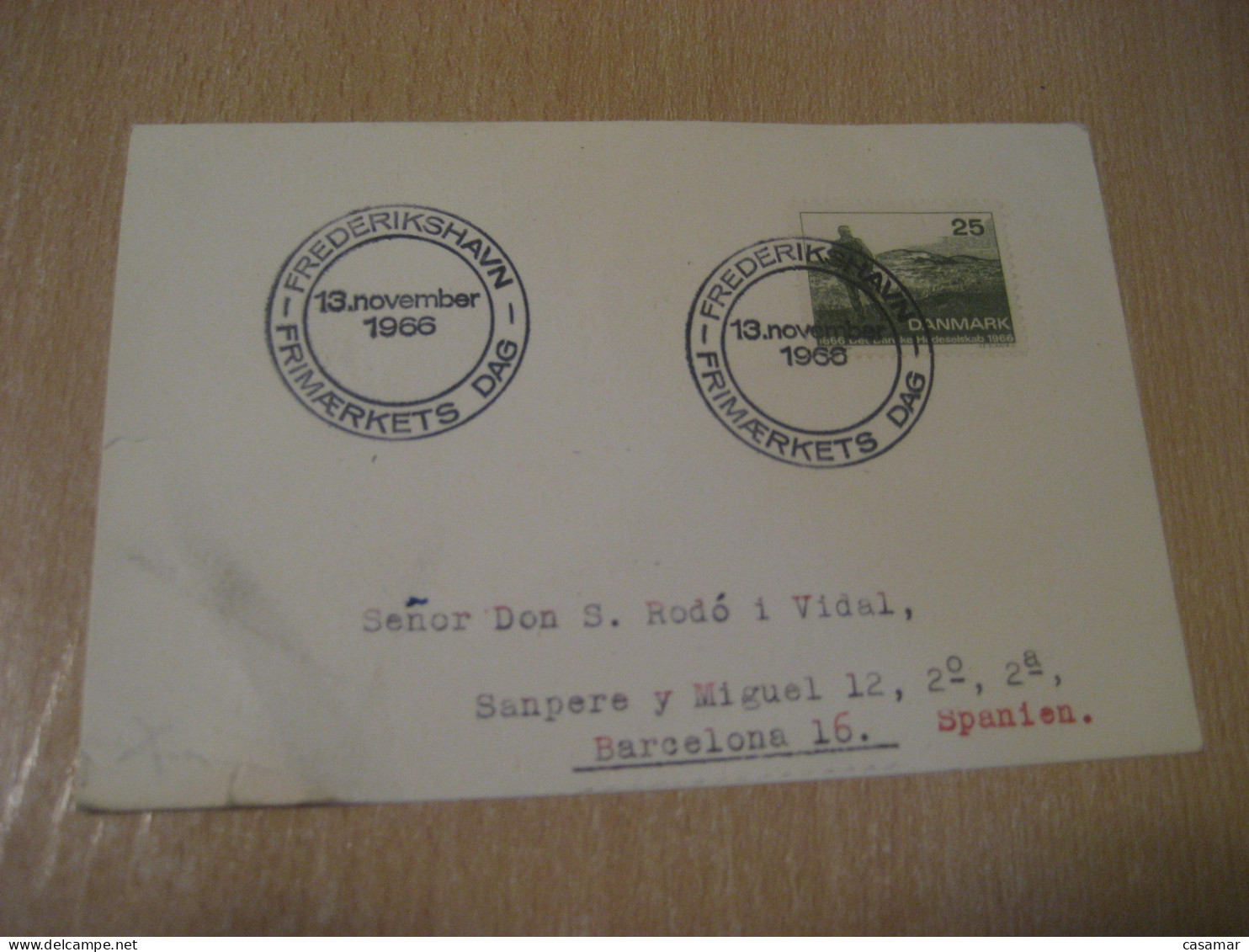 FREDERIKSHAVN 1966 Cancel Slight Damaged Card DENMARK  - Briefe U. Dokumente