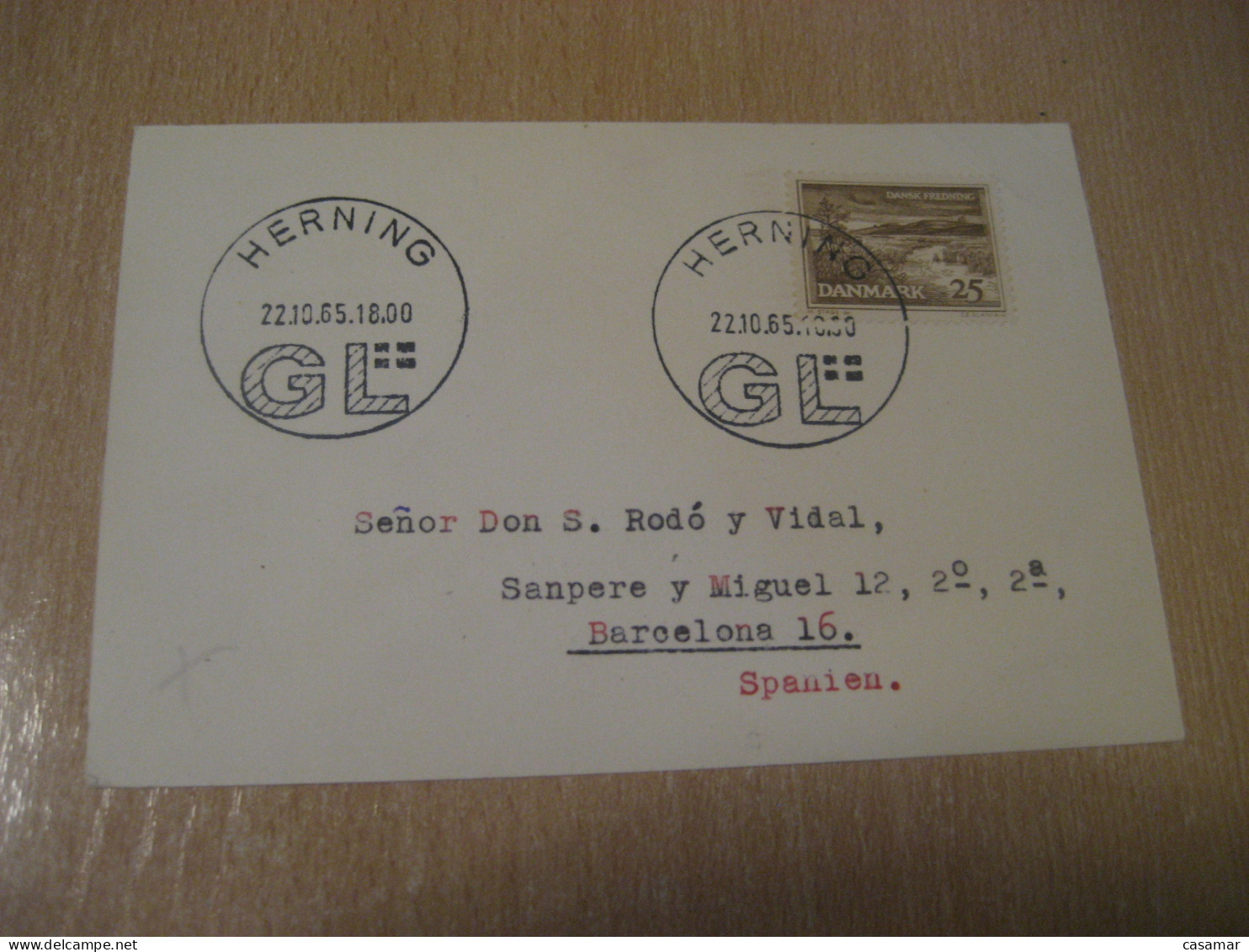 HERNING 1965 GL Cancel Card DENMARK  - Cartas & Documentos