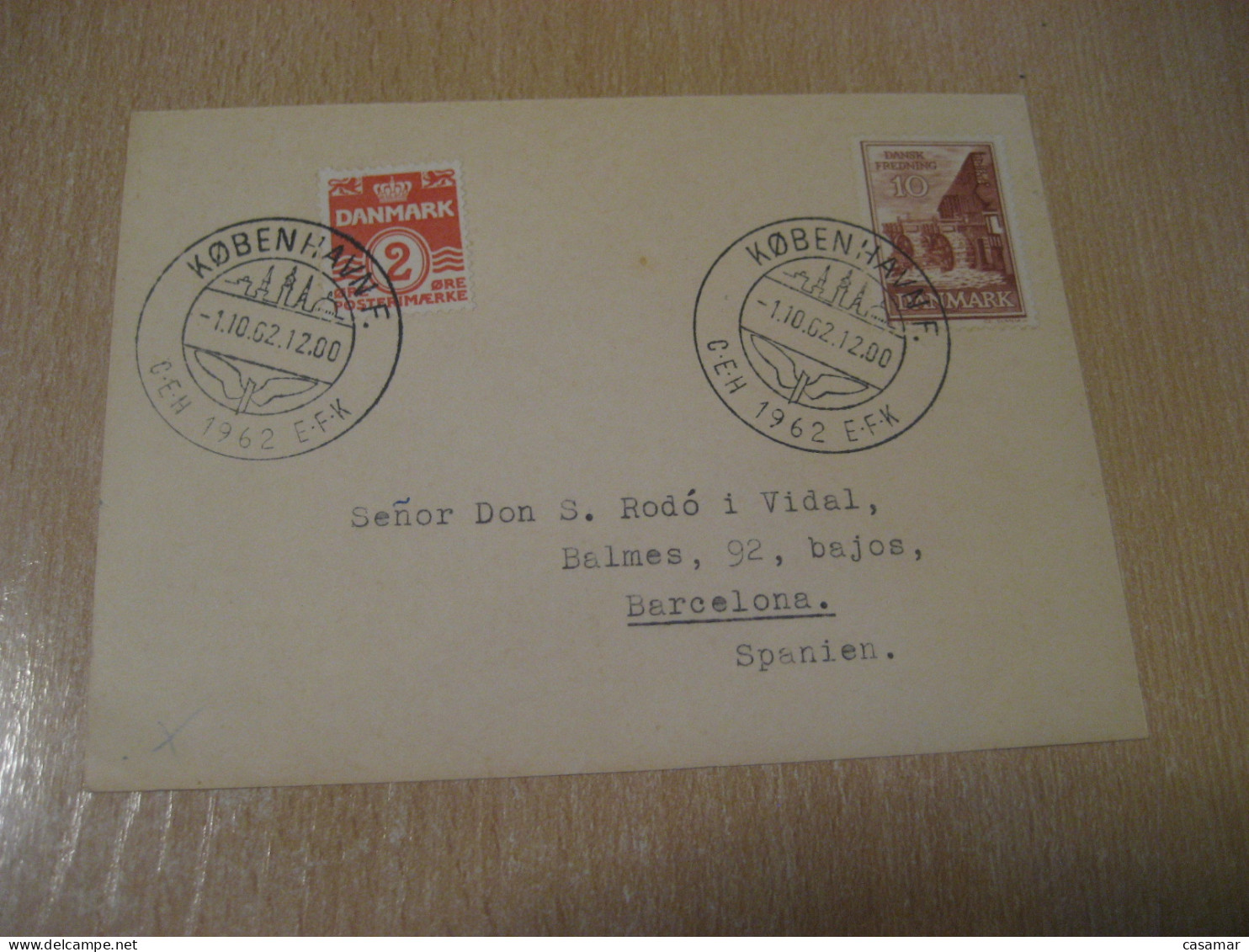 COPENHAGEN 1962 C E H  E F K Cancel Card DENMARK  - Briefe U. Dokumente