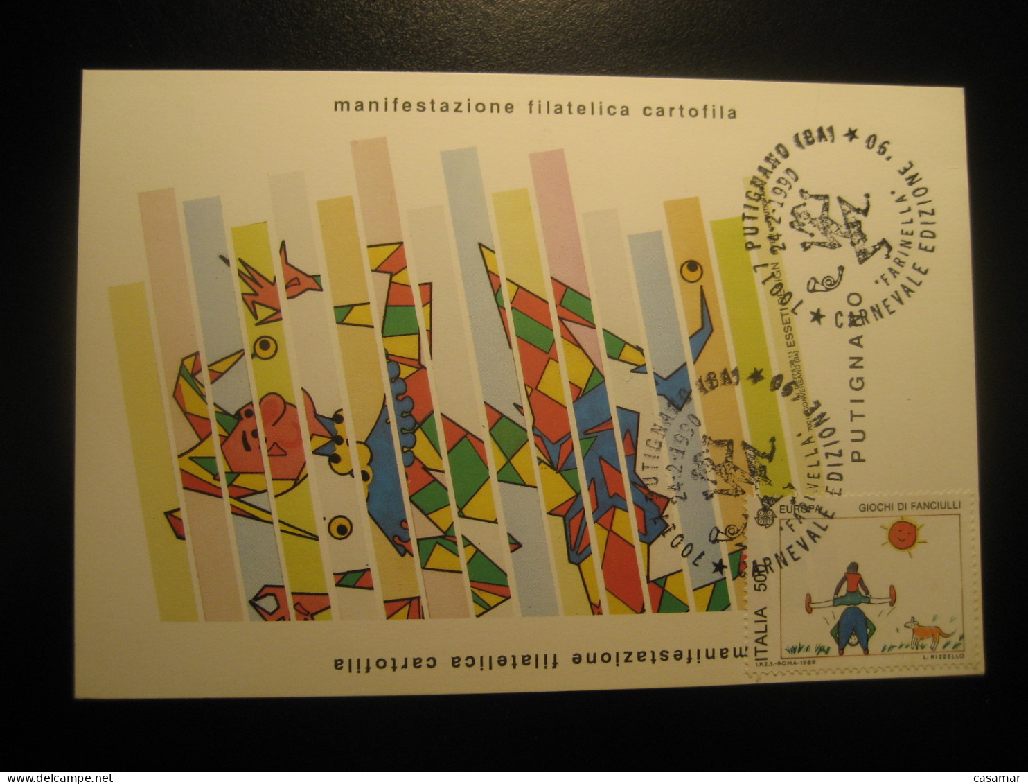 PUTIGNANO 1990 Farinella Carnevale Carnival Carnaval Maxi Maximum Card ITALY Italia - Carnival