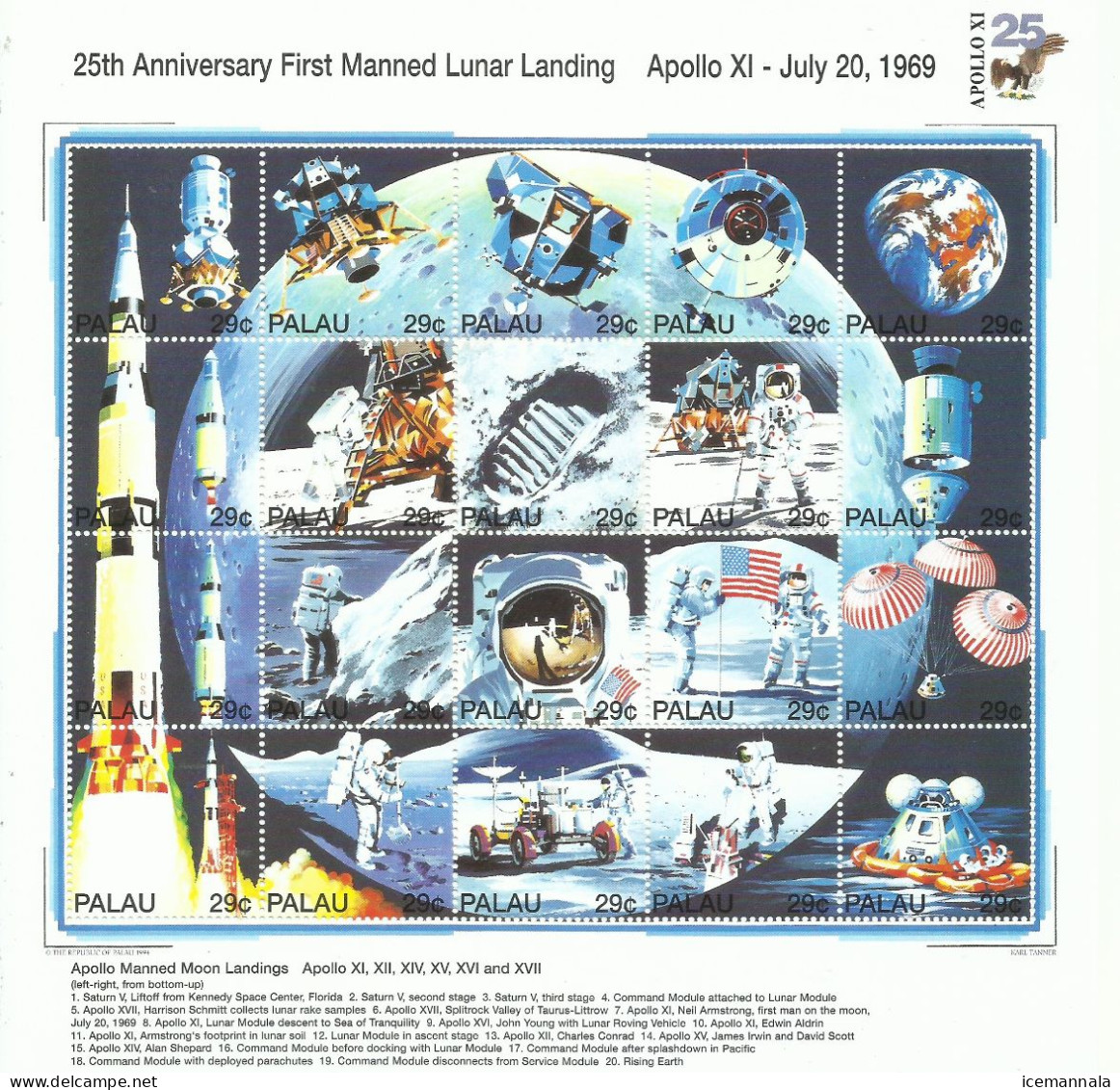 PALAU  ,  HOJA  BLOQUE  TEMA ESPACIAL   MNH  ** - Oceanía