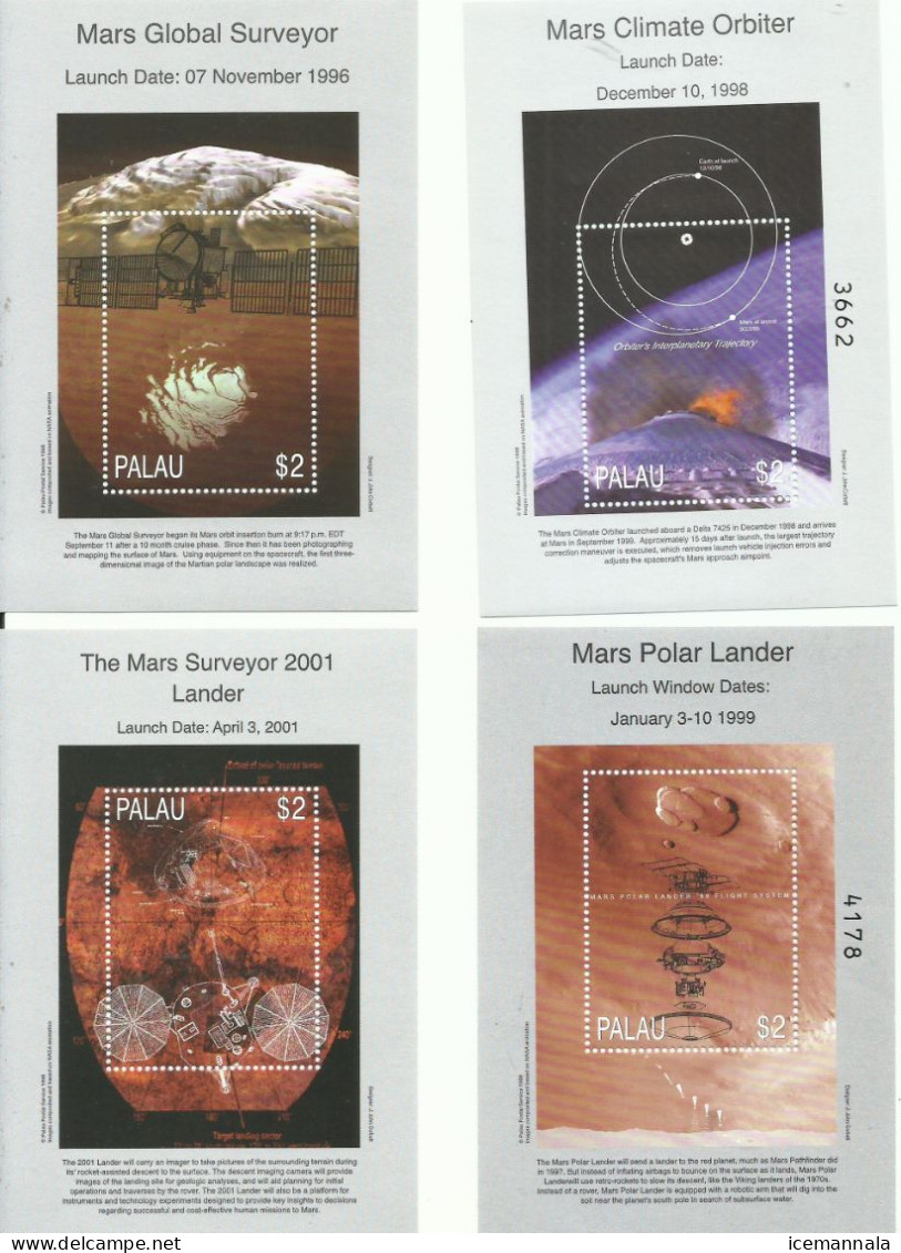 PALAU  ,  HOJAS  BLOQUE  TEMA ESPACIAL   MNH  ** - Oceania