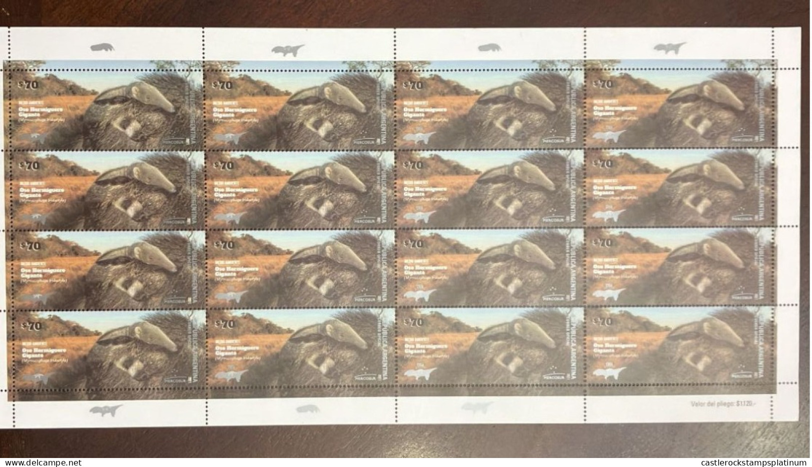 P) 2021 ARGENTINA, MERCOSUR ISSUE, GIANT ANTEATER, ENDEMIC MAMMALS, FULL SHEET, MNH - Andere & Zonder Classificatie