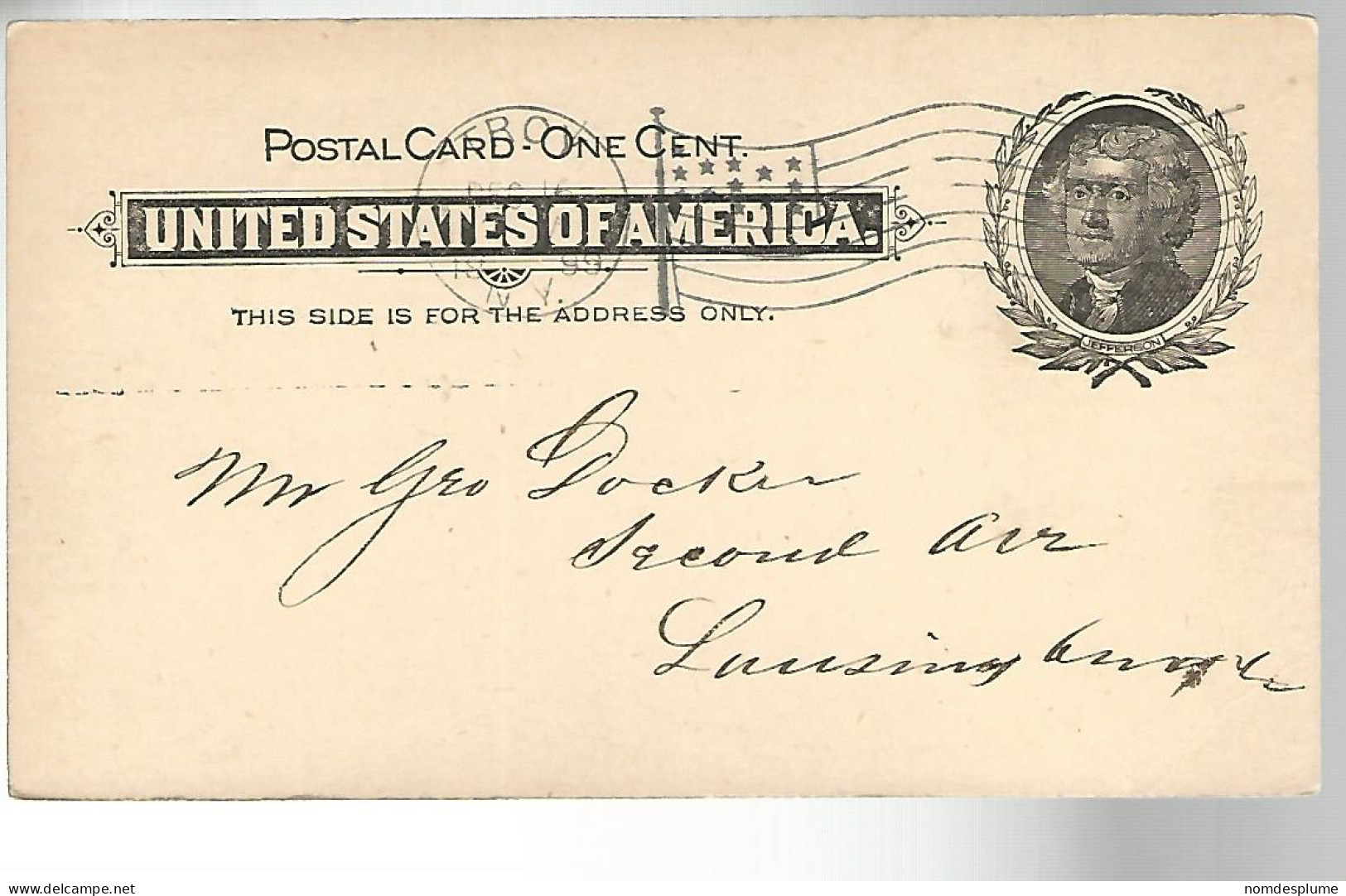 52977 ) USA Postal Stationery Troy  Postmark 1899 - ...-1900