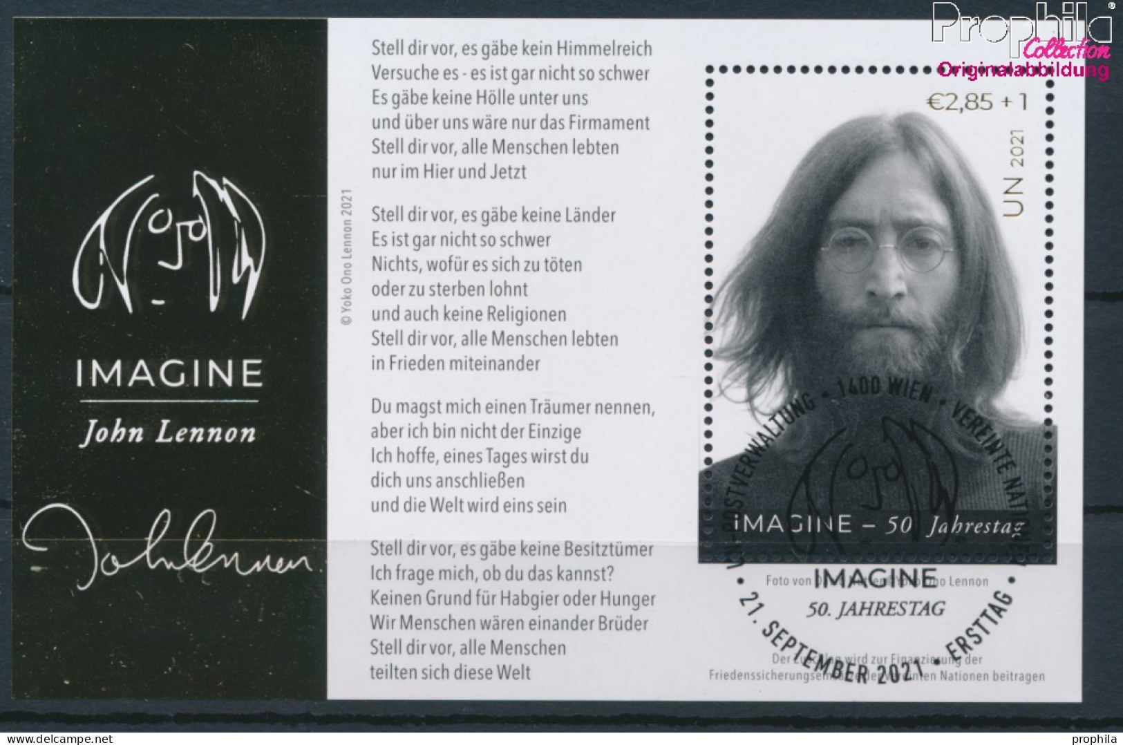 UNO - Wien Block63 (kompl.Ausg.) Gestempelt 2021 Imagine Von John Lennon (10193903 - Gebraucht