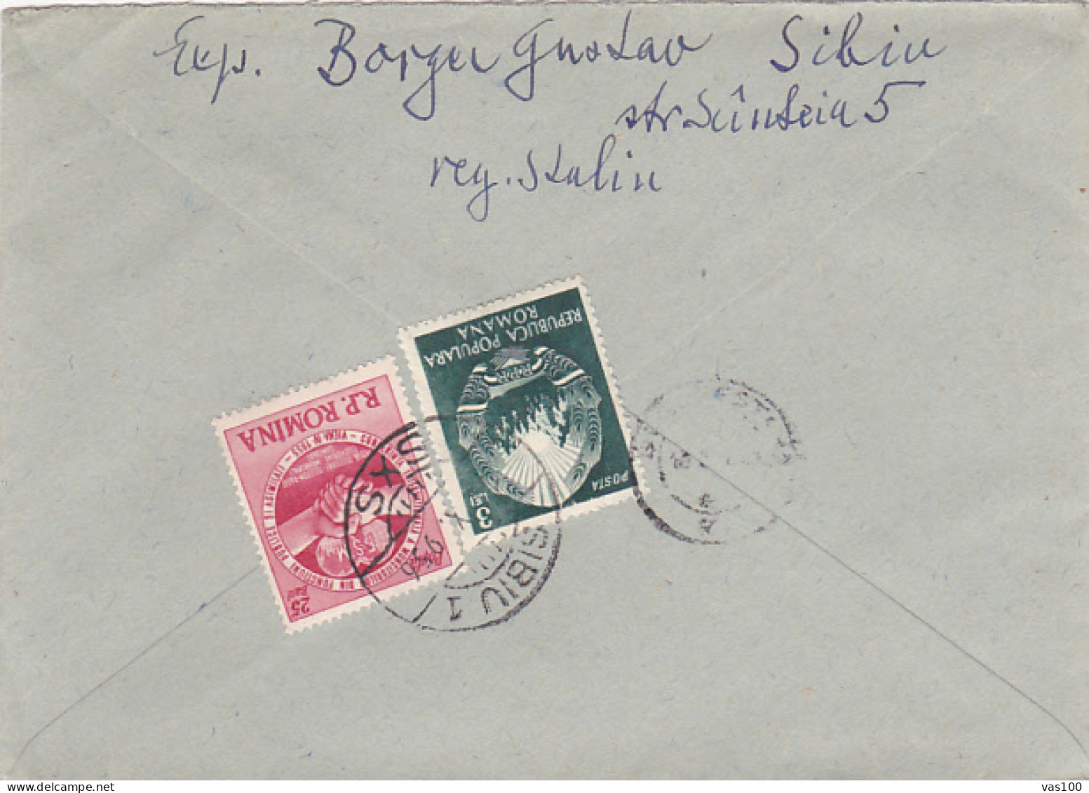 WORKERS CONFERENCE, COAT OF ARMS, STAMPS ON REGISTERED COVER, 1956, ROMANIA - Storia Postale