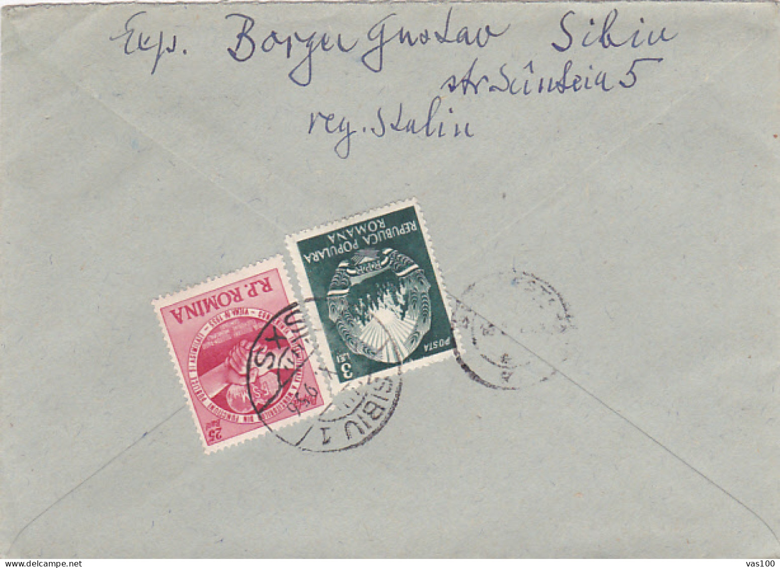 WORKERS CONFERENCE, COAT OF ARMS, STAMPS ON REGISTERED COVER, 1956, ROMANIA - Briefe U. Dokumente