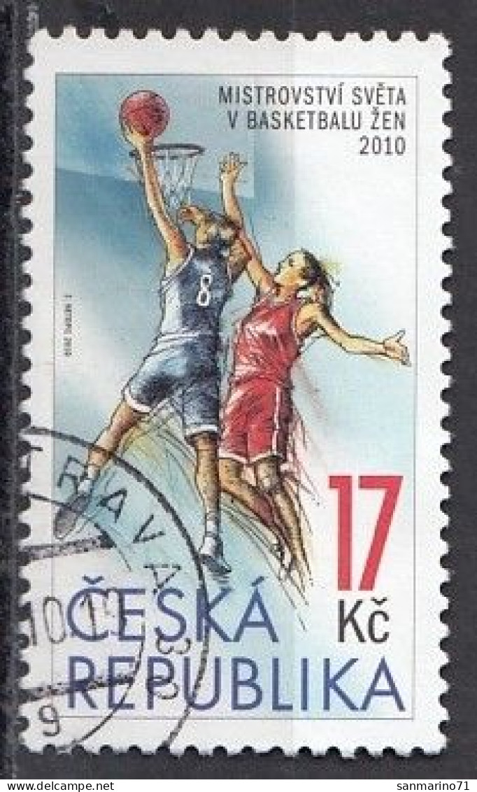 CZECH REPUBLIC 648,used,falc Hinged,basketball - Gebraucht