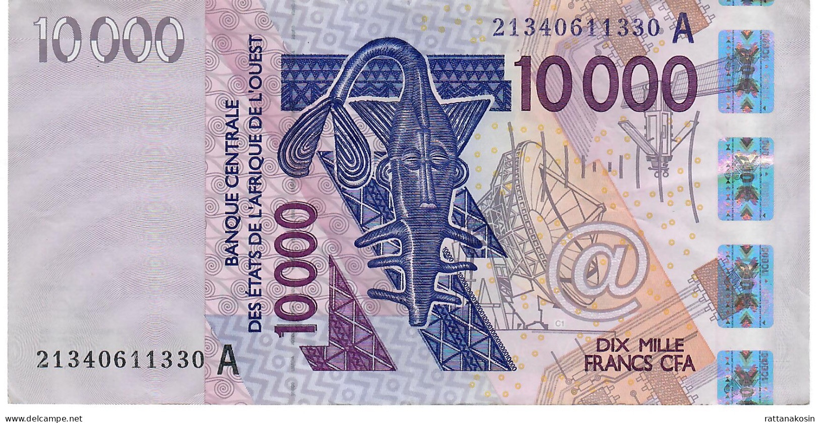 W.A.S.  IVORY COAST  P118Au 10000  Or 10.000  FRANCS (20)21  2021  Signature 45  VF - West-Afrikaanse Staten