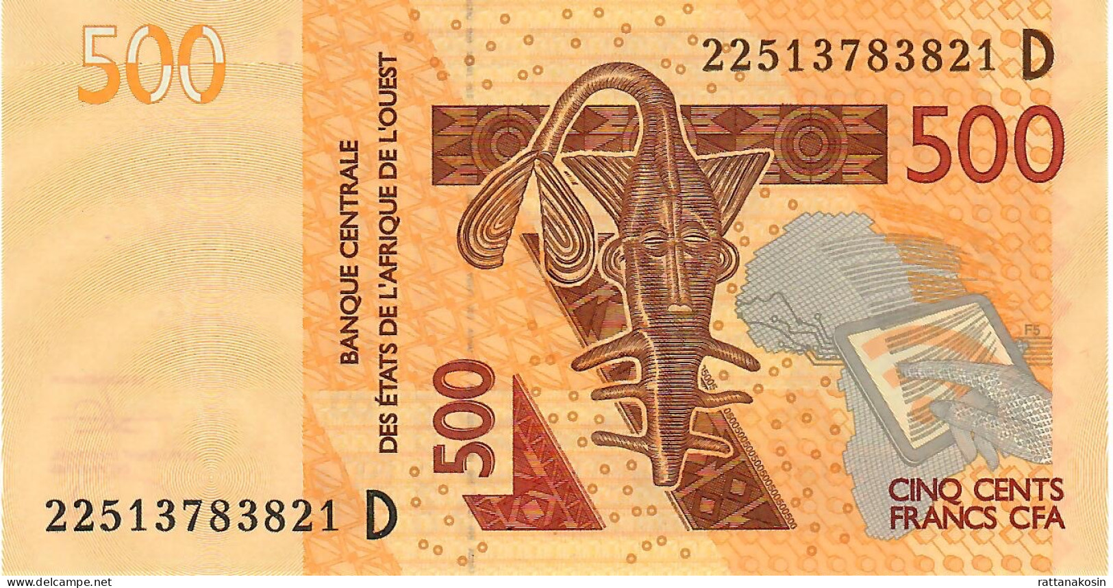 W.A.S. MALI    P419Dk  500 FRANCS (20)22  2022 Signature 45    UNC. - Westafrikanischer Staaten