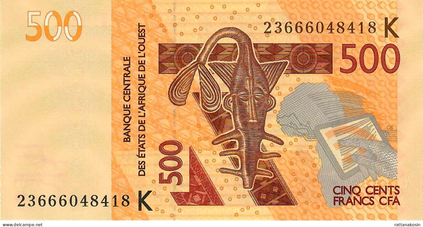 W.A.S. SENEGAL    P719Kl   500 FRANCS (20)23  2023 Signature 46    UNC. - West-Afrikaanse Staten