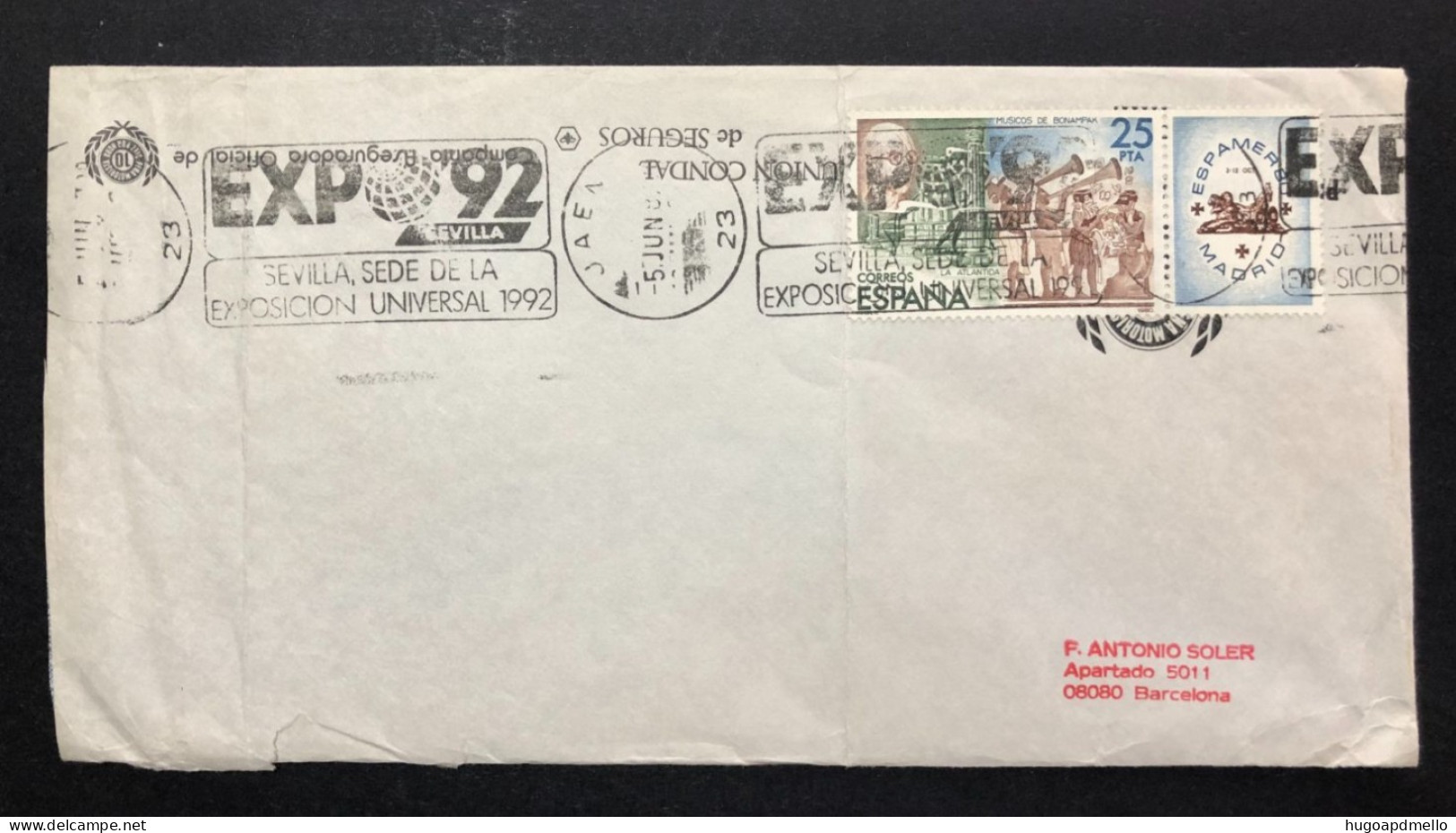 SPAIN, Cover With Special Cancellation « EXPO '92 », « JAEN Postmark », 1987 - 1992 – Séville (Espagne)