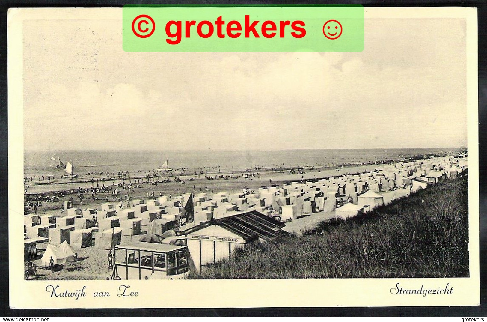 KATWIJK AAN ZEE Strandgezicht 1936 Reclamehandstempel VdW 25 - Katwijk (aan Zee)