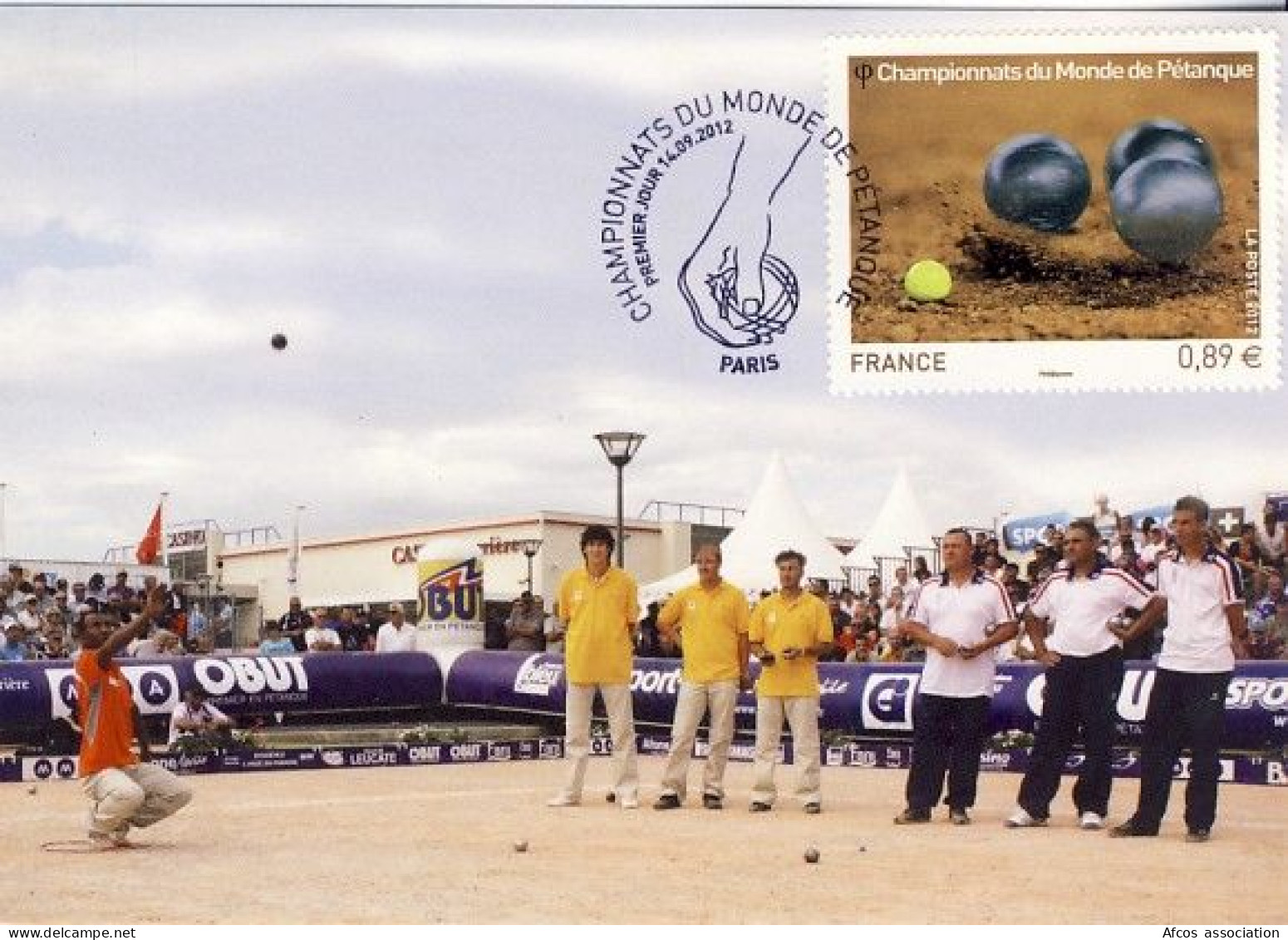 Pétanque Championnat Du Monde 2012 Marseille  Obl 1er Jour Paris Sur Carte Postale - Bocce