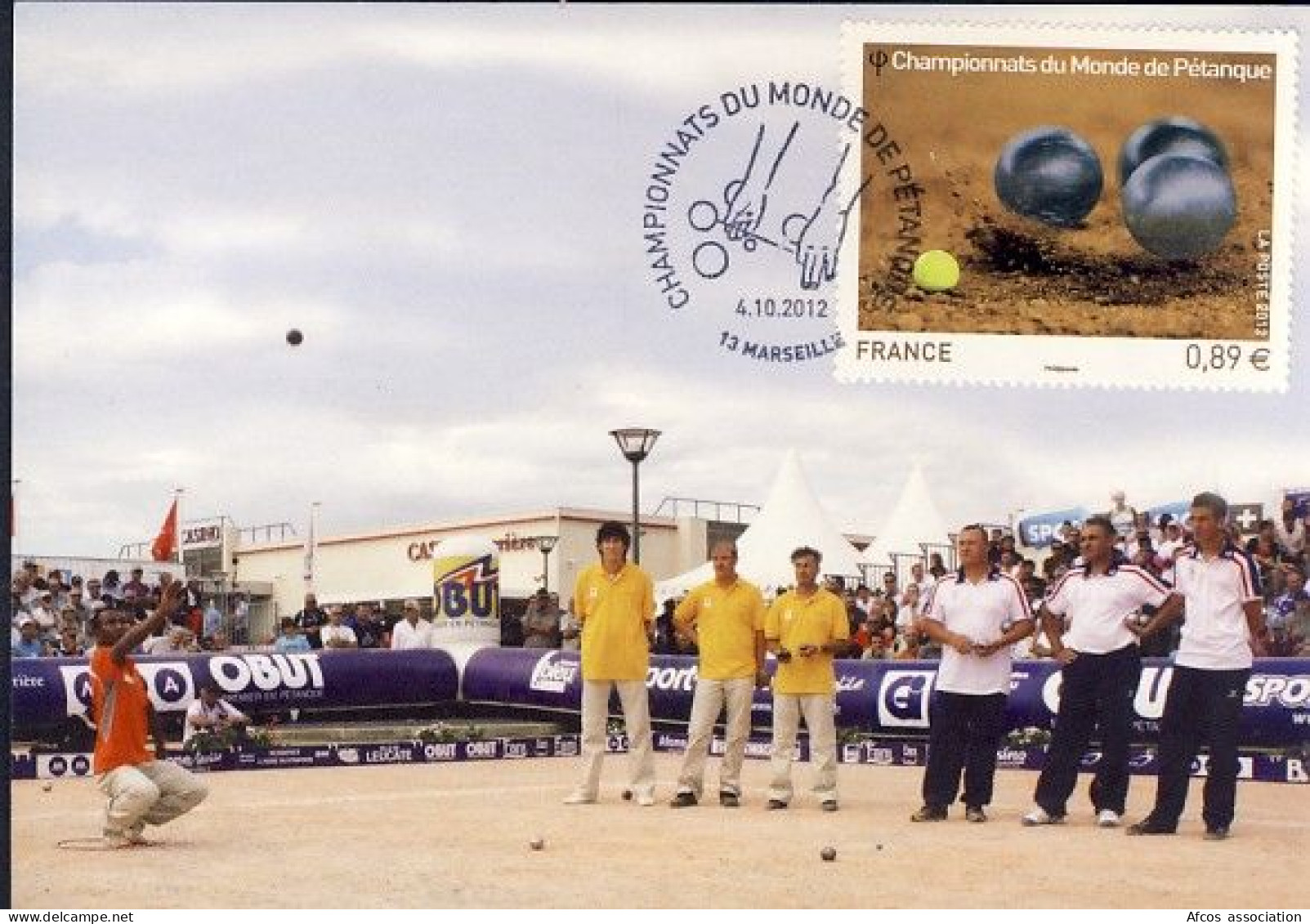 Pétanque Championnat Du Monde 2012 Marseille  Obl 1er Jour Marseille Sur Carte Postale - Boule/Pétanque