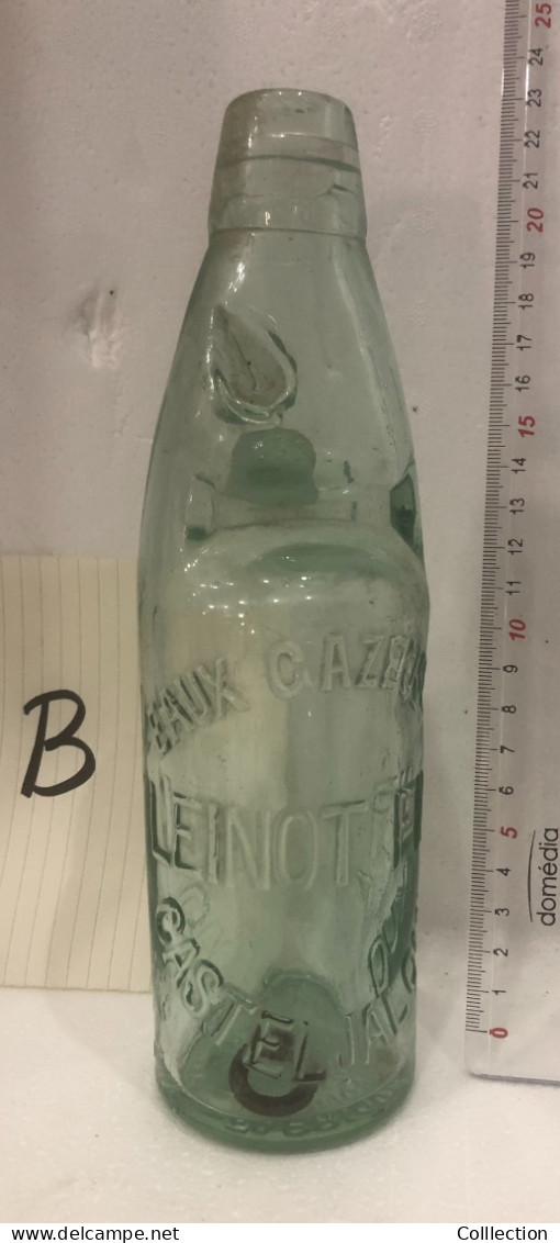 Bouteille Ancienne à Bille Eaux Gazeuses Leinot Castel Jaloux - Autres & Non Classés