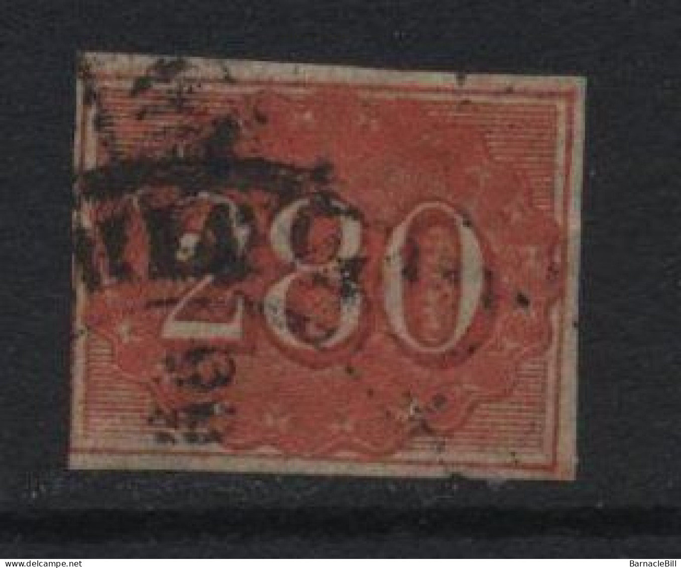 Brazil (25) 1854 Issue. 280r. Red. Used. Hinged. - Oblitérés